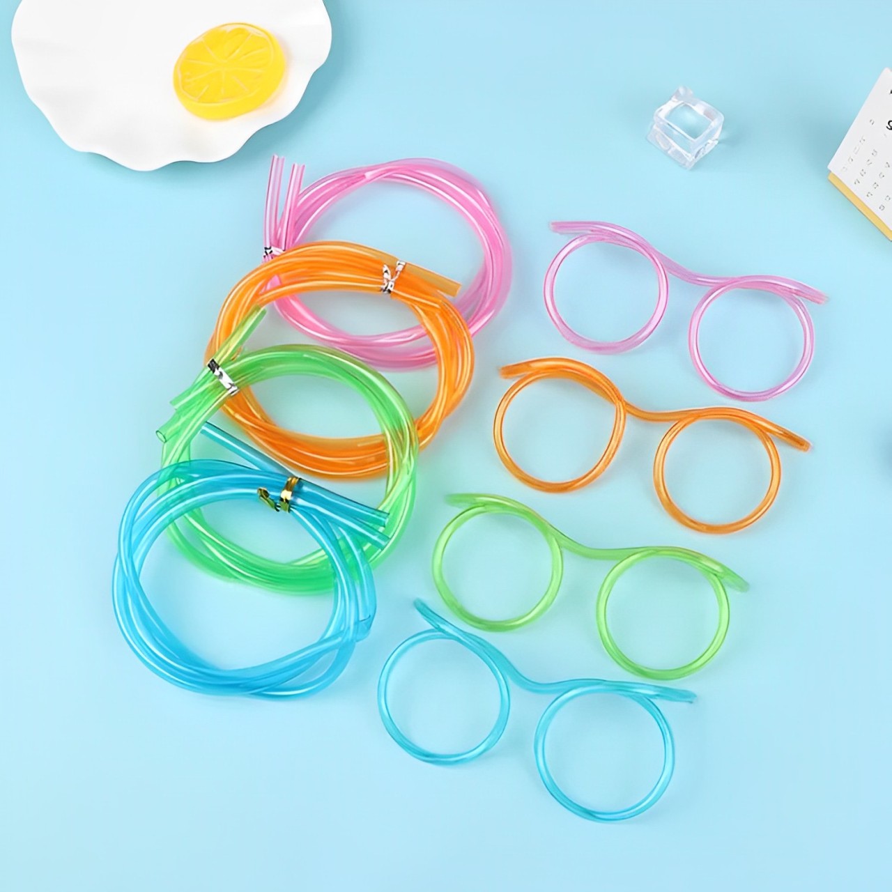 1PC New Creative Funny Soft Flexible Glasses Straw.