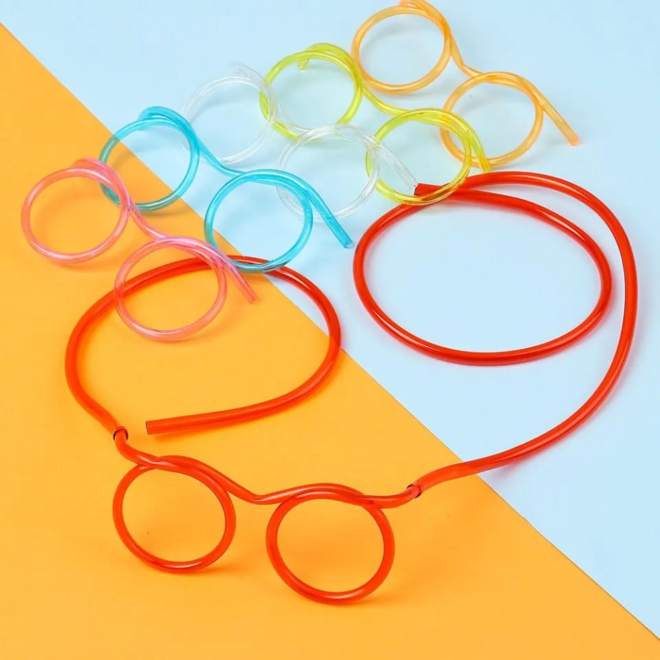 1PC New Creative Funny Soft Flexible Glasses Straw.